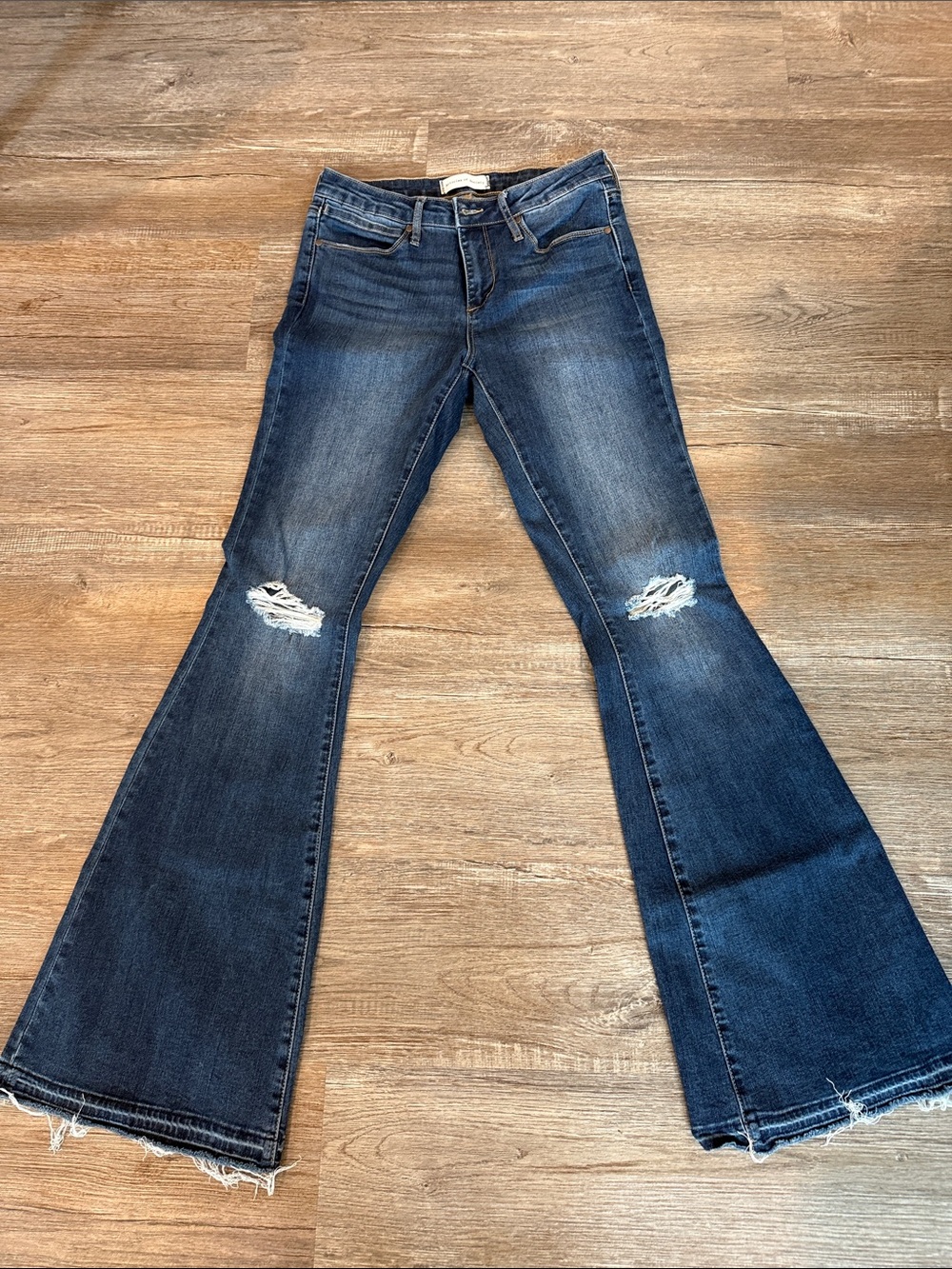 Articles Of Society Dark Blue Distressed Flare Jeans